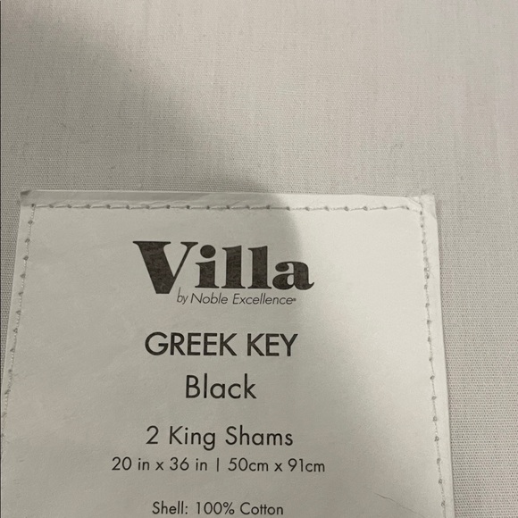 VILLA by Noble Excellence Greek Key Black/White King Duvet Cover and Shams | NIP - Picture 5 of 5